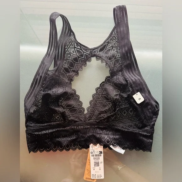 NWT Etan Women’s Lace Bra Without Underwire Black Size M Triangle Sexy Natural - Picture 3 of 4